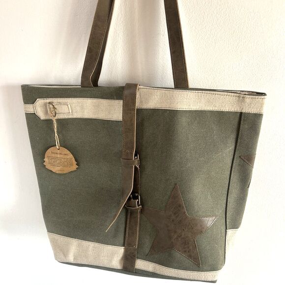 The Orion by The Barrel Shack Canvas & Leather Shoulder Tote Bag MSRP $210 NEW - Picture 4 of 7